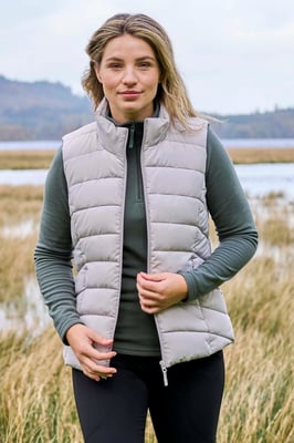 'Opal' Women's Padded Gilet with Front Pockets Winter Warm Rain Coat Ecru