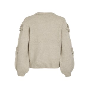 Vila Vifaye o-neck ls embrodiery knit top beige