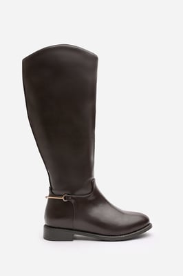 Wheres That From Womens 'Nyla' Knee High Boots With Low Flat Heel And Back Buckle Detail