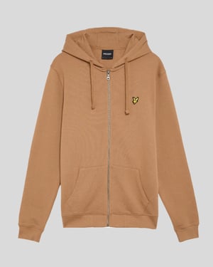 Lyle & Scott Loopback Bomull Full Zip Hoodie - Brun