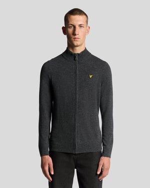 Lyle & Scott Lamswol Blend Rits Cardigan - Grijs