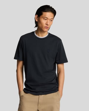 Lyle & Scott Superfin Ekologisk Bomull Tipped T-shirt - Marinblå