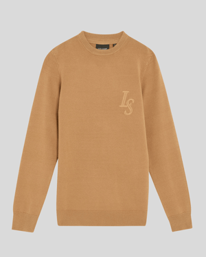 Lyle & Scott jongens L&S monogram ronde hals trui - bruin
