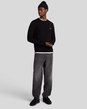Lyle & Scott katoenen trui met ronde hals - zwart