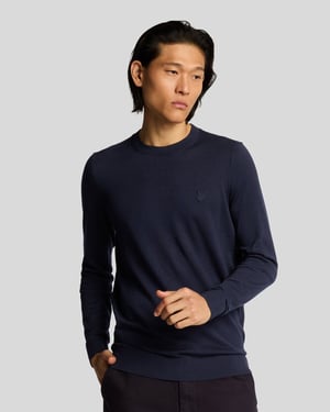 Lyle & Scott Superfine Cotton Crew Neck Jumper - Navy