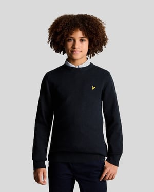 Lyle & Scott jongens katoenen ronde hals trui - marineblauw