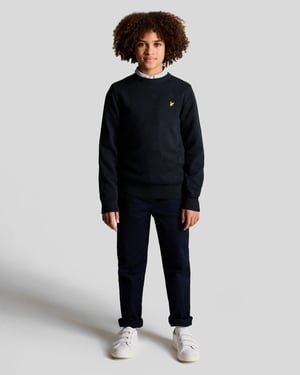 Lyle & Scott jongens katoenen ronde hals trui - marineblauw