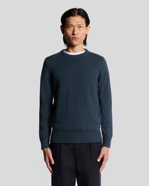 Lyle & Scott wolmix trui met ronde hals - zwart