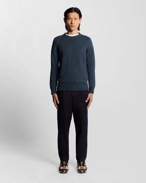 Lyle & Scott wolmix trui met ronde hals - zwart