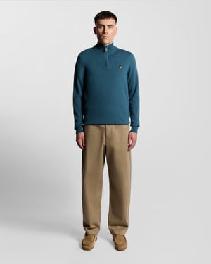 Lyle & Scott Cotton Merino 1/4 Zip Jumper - Blue