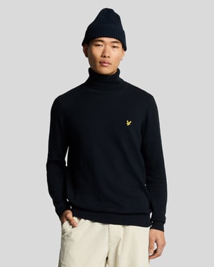 Lyle & Scott Cotton Merino Turtleneck Jumper - Navy