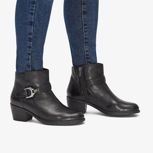 Neva Buckle Black Leather Boots