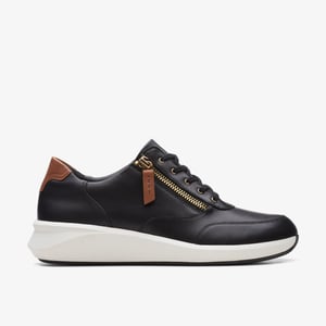 Un Rio Zip Black Leather Trainers