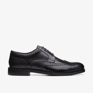Craftdean Wing Brogue Black Leather Shoes