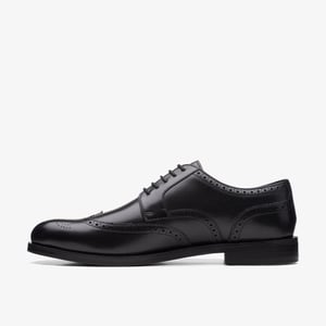 Craftdean Wing Brogue Black Leather Shoes