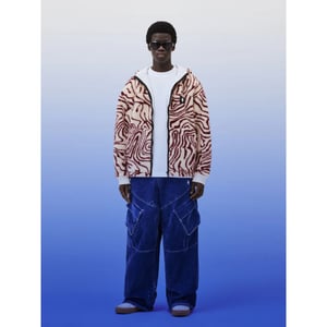 Marcelo Burlon Aop fluid pile over jacket ecru burgundy