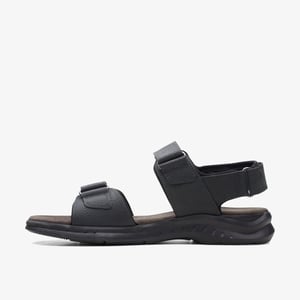 Hapsford Creek Zwarte Geribbelde Leren Sandalen