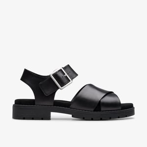 Orinoco Cross Zwarte Leren Sandalen