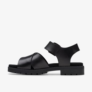 Orinoco Cross Zwarte Leren Sandalen