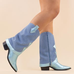DWRS Label Kaplaarzen 10543 shetland denim dames leer