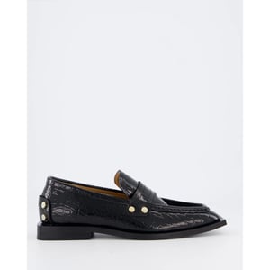 Ganni Dames black croco loafers