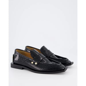 Ganni Dames black croco loafers