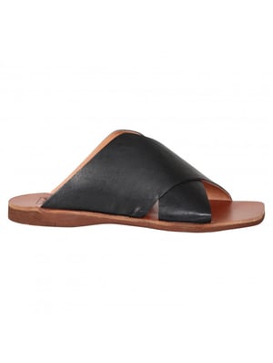Walk in the Park D091 zwart lederen slipper