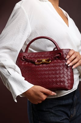 Wheres That From Womens 'Luna' Woven Leather Tote Bag with Detail