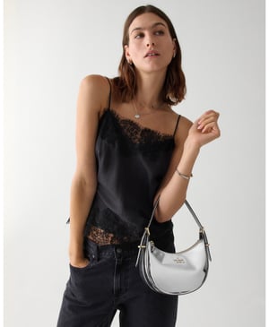Nova Mirror Metallic Small Crescent Shoulder Bag
