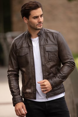 'Edinburgh' Real Leather Bomber Jacket