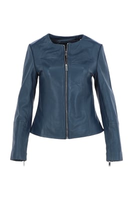 'Francesca' Collarless Real Leather Fashion Jacket