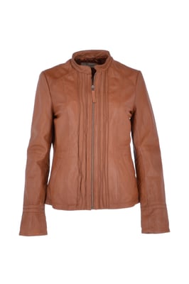 Real Leather Mandarin Collar Jacket