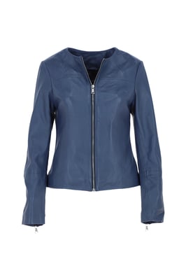 'Francesca' Collarless Real Leather Fashion Jacket