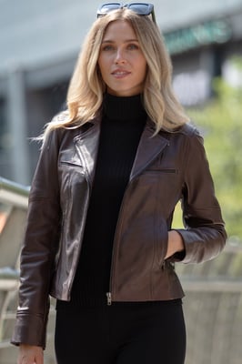 'Eva' Leather Biker Style Jacket Women Coat