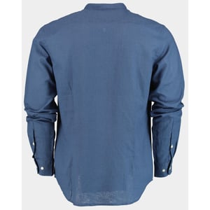Bos Bright Blue Casual hemd lange mouw linnen shirt lm 42540006b/235 ultramarine