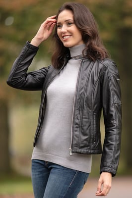 'Victoria' Real Leather Slim Fit Fashion Biker Jacket