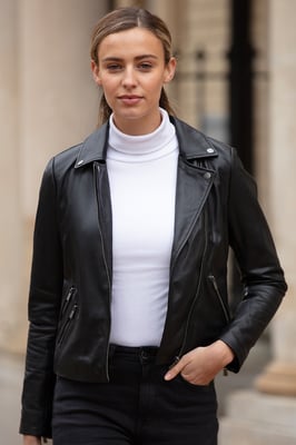 'Celia' Leather Fashion Biker Jacket Women Coat
