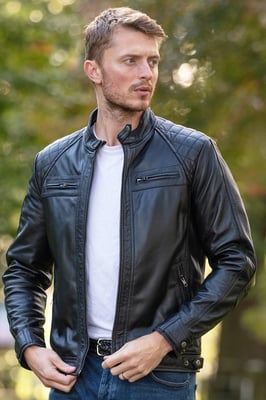 'Bronx' Real Leather Biker Jacket