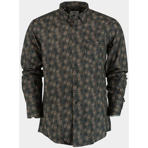 Bos Bright Blue Casual hemd lange mouw grey with flowers 26413/v01
