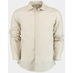 Bos Bright Blue Casual hemd lange mouw linnen katoen shirt lm 42540015i/620 sand
