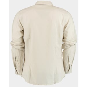 Bos Bright Blue Casual hemd lange mouw linnen katoen shirt lm 42540015i/620 sand