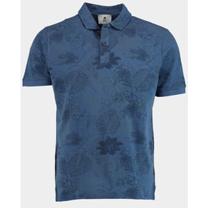 Bos Bright Blue Polo korte mouw polo print 2822425/215 denim