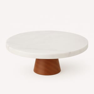 Casa di Elturo Marmeren taartplateau op houten voet Ø 25 x h 8 cm marmer & hout