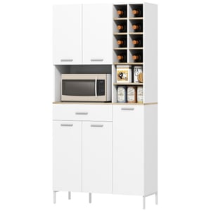 Homcom Keukenkast met open schappen en 5 deuren mdf -
