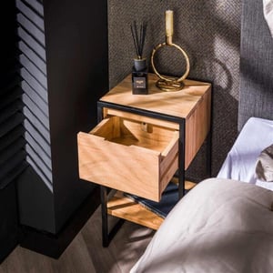 Hoyz nachtkastje 1l xs straight wood massief acacia naturel