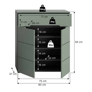 Furnilux Canu schoenenkast smoke nb basaltgrijs nb