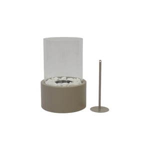 House Vitamin Table burner round metal/glass taupe 18x18x26,5cm