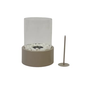 House Vitamin Table burner round metal/glass taupe 21x21x28cm
