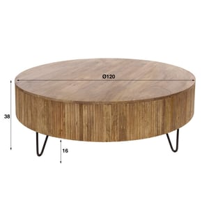 Hoyz salontafel wave Ø120 cm massief mango zand