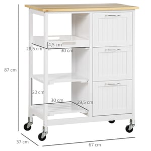 Homcom Keukentrolley keukeneiland met 3 laden,
